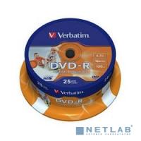 [Диск] Verbatim  Диск DVD-R  4,7Gb 16x Cake Box Printable (25шт) (43538)