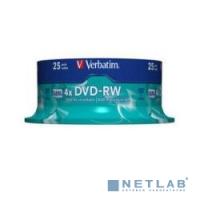 [Диск] Verbatim  Диски DVD-RW  4.7Gb 4-х, 25 шт, Cake Box  (43639)