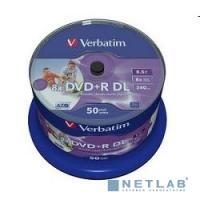 [Диск] Verbatim Диски DVD+R 8.5Gb 8х Printable, 50шт, Cake Box (43703)