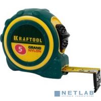 [Уровни, рулетки, мерные ленты, линейки, угольники] Рулетка KRAFTOOL "PRO" "Kraft-Max", длинный вылет, нейлон покрытие, упрочненный двухкомп корпус, 5м/27мм [34127-05-27]