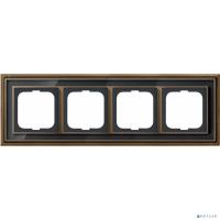 [авв] ABB 1754-0-4588 Рамка 4-постовая, серия Династия, Латунь античная, черное стекло