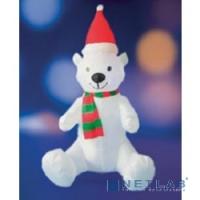 [Новогодние светоукрашения (крупное)] NEON-NIGHT (511-209) 3D фигура надувная "Белый медведь", размер 120 см, внутренняя подсветка 5 ламп, компрессор с адаптером 12В, IP 44