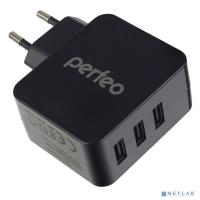 [Аксессуар] PERFEO Сетевое зарядное устройство с разъемом 3xUSB, 4.8А, черный, "CUBE 3" (PF_A4135)