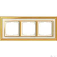 [авв] ABB 1754-0-4562 Рамка 3-постовая, серия Династия, Латунь полированная, белое стекло