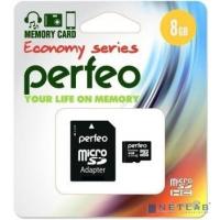 [Карта памяти ] Micro SecureDigital 8Gb Perfeo PF8GMCSH10AES {MicroSDHC Class 10, SD adapter}