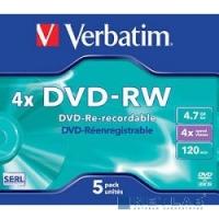 [Диск] 43285 Диски DVD-RW Verbatim 4-x, 4.7 Gb (Jewel Case, 5шт.)