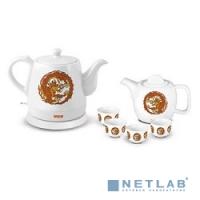[Чайник] MYSTERY MEK-1624 Чайник, Мощность: 1500 Вт, Объём: 1,2 л., Корпус из высококачественной керамики, В наборе (чайник, заварной чайник, 4 пиалы), Цвет: Белый.