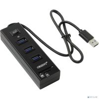 [Контроллер] ORIENT JK-330, USB 3.0 HUB 3 Ports + SD/microSD CardReader, выкл., кабель 0.5м, черный