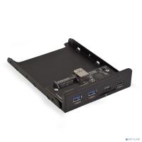 [Рельсы для всех видов корпусов] Exegate EX283578RUS Планка USB на переднюю панель ExeGate U3H-621, 3,5", 2*USB3.0+1*TypeC+1*SD+TF card, черная, металл, подсоединение к мат. плате