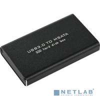 [Контейнер для HDD] ORIENT 3501U3 Внешний контейнер, USB 3.0 для SSD mSATA 6Gb/s (ASM1153E), алюминий, черный цвет