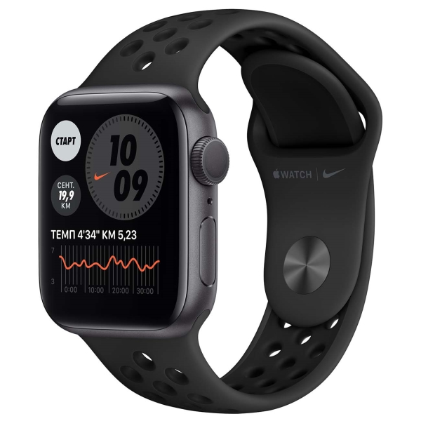 Apple Watch S6 44mm Space Gray Aluminum Case with Nike Black Sport Band