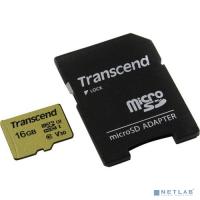 [Карта памяти ] Micro SecureDigital 16Gb Transcend  TS16GUSD500S {MicroSDHC Class 10 UHS-I U3, SD adapter}