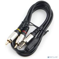 [Кабель] Кабель аудио Cablexpert CCAB-02-35M2RM-1MB. 3.5 джек(M)/2х RCA (M), черный, 1м, блистер