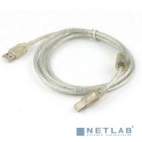 [Кабель] Cablexpert Кабель USB 2.0 Pro, AM/BM, 1,8м, экран, феррит.кольцо, прозрачный (CCF-USB2-AMBM-TR-6)