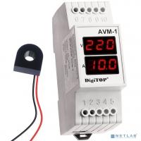 [DigiTOP Реле, терморегуляторы, таймеры] DigiTOP AVM-1 Амперметр-вольтметр на DIN-рейку, однофазный, 1...63А, 40-400В