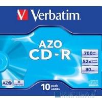 [Диск] 43327 Диски CD-R Verbatim CRYSTAL AZO, 700Mb 80 min 52-x (Jewel Case, 10шт.)