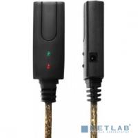 [Кабель] Greenconnect Удлинитель 7.0m USB 2.0, AM/AF, черно-прозрачный, с активным усилителем сигнала, 28/24 AWG, разъём для доп.питания, GCR-UEC3M2-BD2S-7.0m
