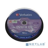 [Диск] Verbatim  Диски DVD+R , 8x, 8.5Gb Double Layer, 10шт, Cake Box (43666)