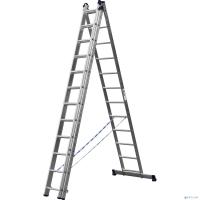 [Лестницы, стремянки] СИБИН Лестница универсальная,трехсекционная со стабилизатором, 14 ступеней [38833-14]