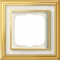 [авв] ABB 1754-0-4560 Рамка 1-постовая, серия Династия, Латунь полированная, белое стекло