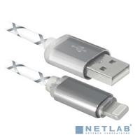 [Кабель] Defender USB кабель ACH03-03LT серый, LED, USB-Lightning, 1м (87550)
