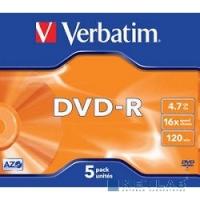 [Диск] 43519 Диски DVD-R Verbatim 16-x, 4.7 Gb, (Jewel Case, 5 шт.)