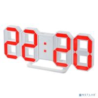 [Колонки] Perfeo LED часы-будильник "LUMINOUS", белый корпус / красная подсветка (PF-663)