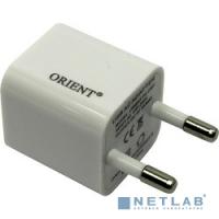 [Аксессуар] Orient Зарядное устройство USB от эл.сети PU-2301, DC 5V, 1000mA, размер 26х26х28мм, белый