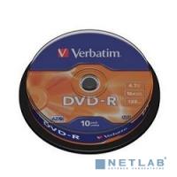 [Диск] Verbatim  Диски DVD-R  4.7Gb 16х, 10 шт, Cake Box (43523)
