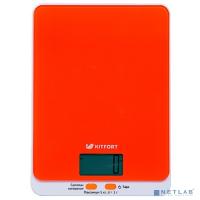 [Весы] KITFORT (KT-803-5) Весы кухонные, стекло/ пластик, 5 кг, оранжевый
