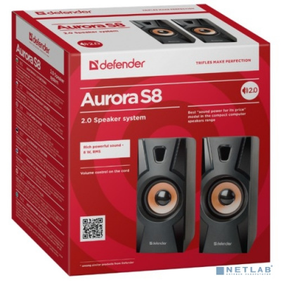 [Колонки] Defender Aurora S8 черный, 8 Вт, питание от USB Акустическая 2.0 система [65408]