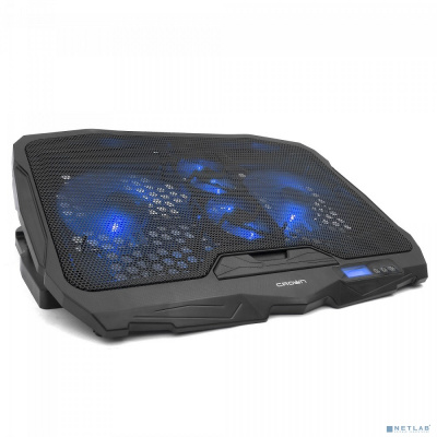 [Аксессуар к ноутбуку] CROWN  Подставка для ноутбука CMLS-01 black ( до 17", кулеры: D125mm*2+ D70mm*2,синяя led подсветка, регулятор скорости, 5 уровней наклона Размер 390*280*28мм)