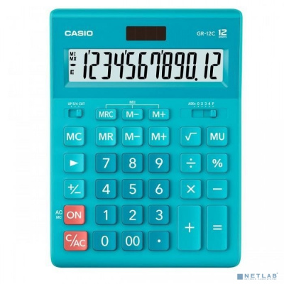 [Калькулятор] Калькулятор настольный CASIO GR-12C-LB голубой {Калькулятор 12-разрядный} [1077301]