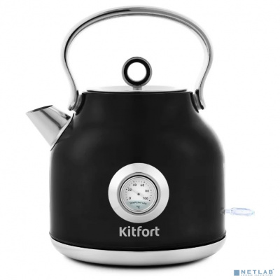 [Чайник] KITFORT КТ-673-2 Чайник электрический 1.7л. 2200Вт черный (корпус: нержавеющая сталь)