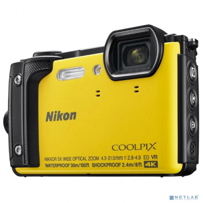 [Цифровая фотокамера] Nikon CoolPix W300 желтый {16Mpix Zoom5x 3" 4K 99Mb SDXC/SD/SDHC CMOS 1x2.3 50minF 30fr/s HDMI/KPr/DPr/WPr/FPr/WiFi/GPS/EN-EL12}