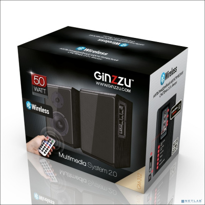 [Колонки Ginzzu] Ginzzu GM-312 GM-312, Акустическая система 2.0, 2x25W/BT/USB/SD/AUX/ДУ