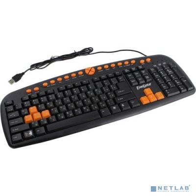 [Клавиатуры] Exegate EX280435RUS Клавиатура Exegate LY-504M, <USB, шнур 1,5м, черная, 123кл, Enter большой, мультимедиа>, Color box