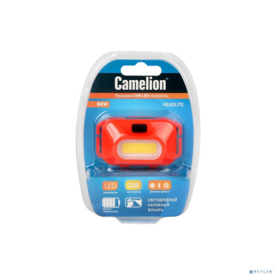[Camelion Фонари] Camelion LED5381  (фонарь налобн,  оранж., 1Вт COB LED, 3 реж, 3XAAA, пласт, блист)