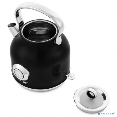 [Чайник] KITFORT КТ-673-2 Чайник электрический 1.7л. 2200Вт черный (корпус: нержавеющая сталь)