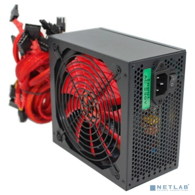 [Блок питания] Ginzzu PC800 14CM(Red) 80+ black,APFC,24+4p,4 PCI-E(6+2), 7*SATA, 4*IDE,оплетка, кабель питания,цветная коробка