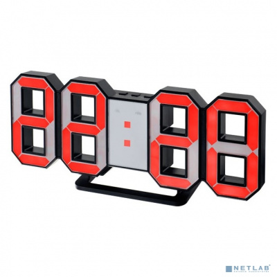 [Колонки] Perfeo LED часы-будильник "LUMINOUS", черный корпус / красная подсветка (PF-663)