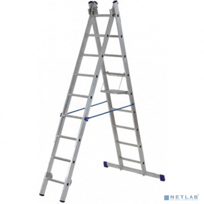 [Лестницы, стремянки] FIT РОС Лестница двухсекционная алюминиевая, 2 х 9 ступеней, H=257/426 см, вес 7,34 кг  [65424]