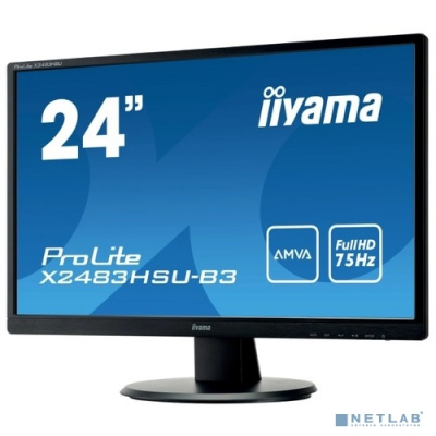 [Монитор] IIYAMA 24" X2483HSU-B3 черный {AMVA LED 1920x1080 75hz 4ms 16:9 250cd 178гр/178гр D-Sub HDMI DisplayPort}