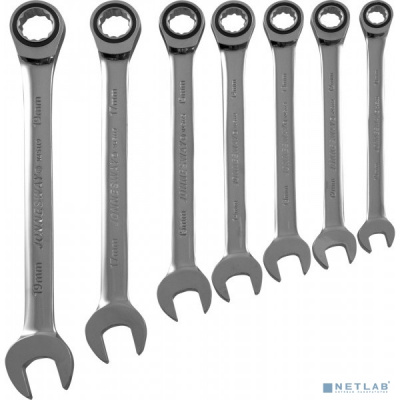 [Набор инструмента] JONNESWAY (W45107S) Набор ключей гаечных комбинированных трещоточных на держателе, 10-19 мм, 7 предметов