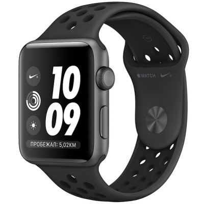 Apple Watch S3 38mm Space Gray Aluminum Case with Nike Black Sport Band