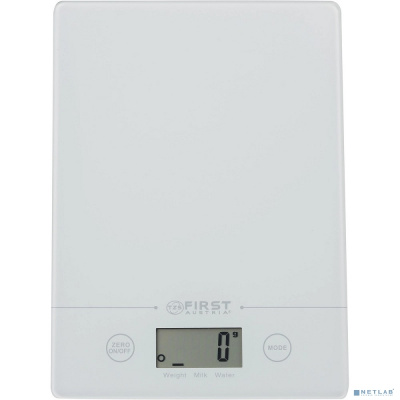 [Весы] FIRST FA-6400-WI Весы кухонные, электронные, 5 кг, 1 гр, стекл.2 мм, тарокомпенсация, калькулятор объема