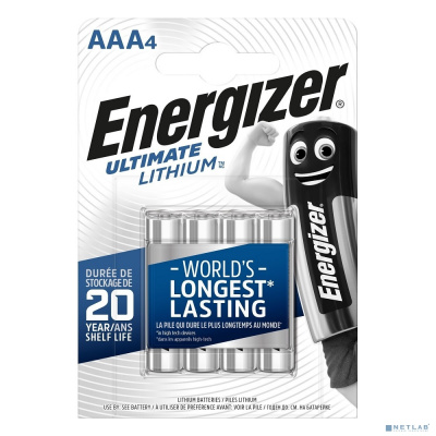 [Батарейка] Energizer Ultimate Lithium (L92) AAA FSB4 (4 шт. в уп-ке)