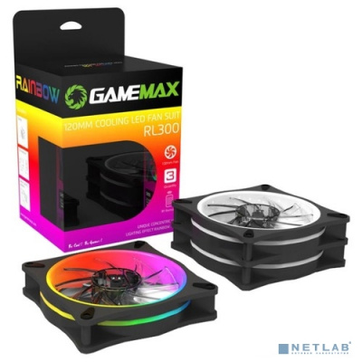 [Вентиляторы] GameMAX RL300 Комплект вентиляторов 3*120мм два кольца RGB подсветки, контроллер, пульт