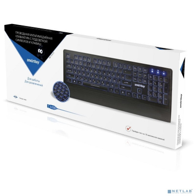 [Клавиатуры, мыши] Клавиатура проводная мультимедийная с подсветкой Smartbuy 353 USB черная  [SBK-353U-K]