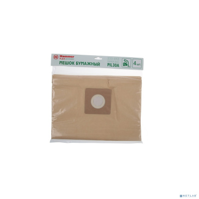 [Принадлежности к промышленным пылесосам] Мешок для пылесосов Hammer Flex 233-012  бумажный  PIL30A 4шт.[224411]